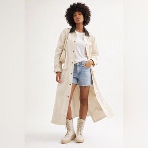 Free People Hunter Barn Duster Jacket Cream Maxi Snap Jacket NWT (Size S & L)